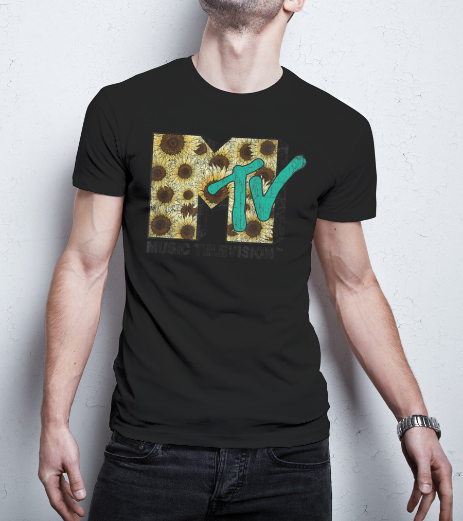 MTV Music Television Distressed Vintage Sunflower T-Shirt