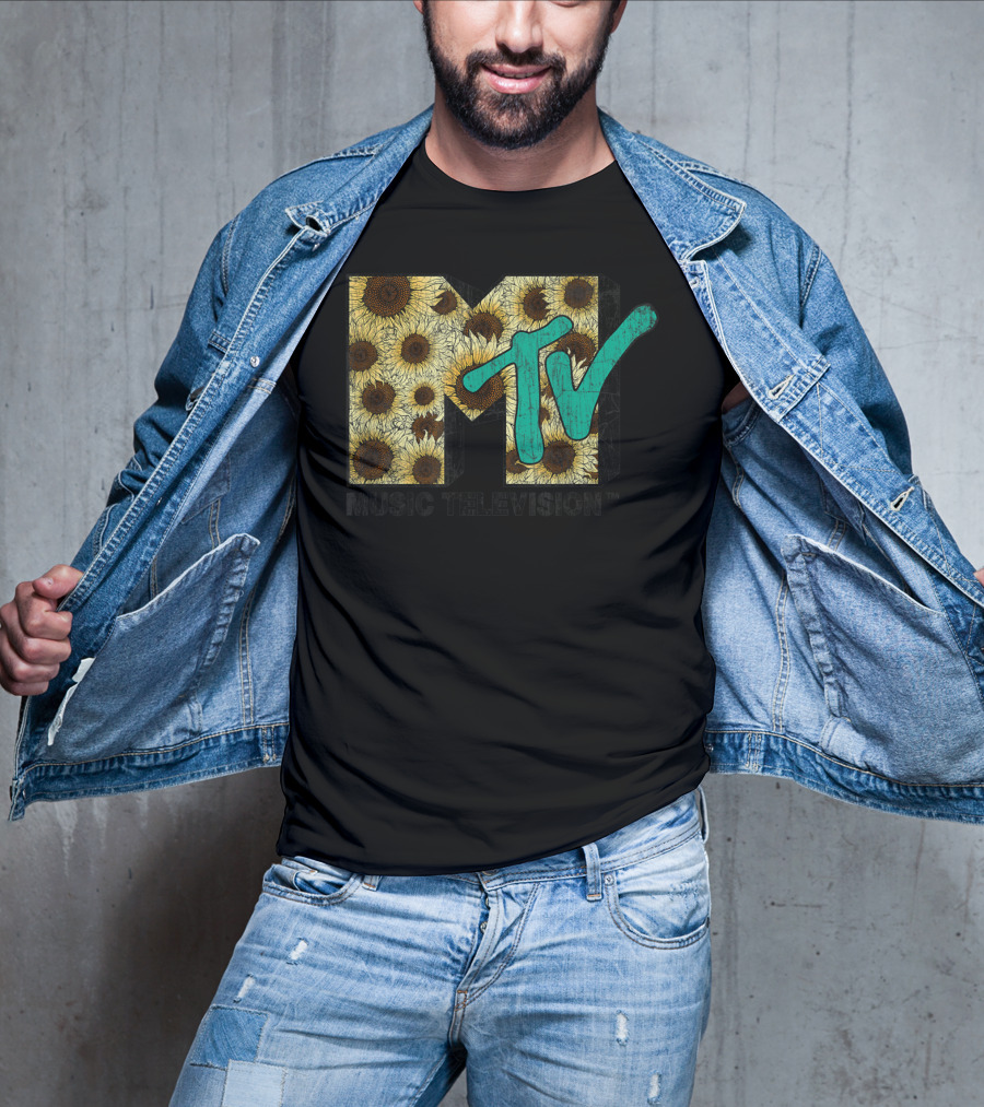 MTV Music Television Distressed Vintage Sunflower T-Shirt