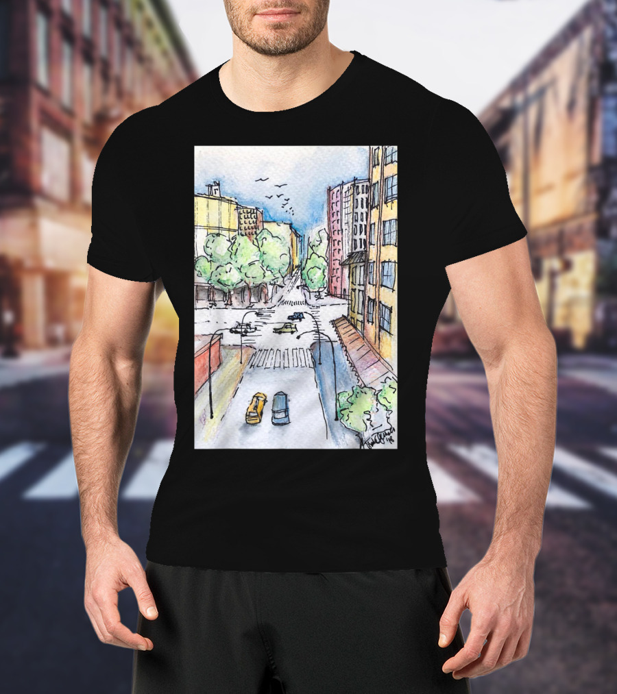 New York City Urban Street View From The Highline With Cars And Buildings T-Shirt