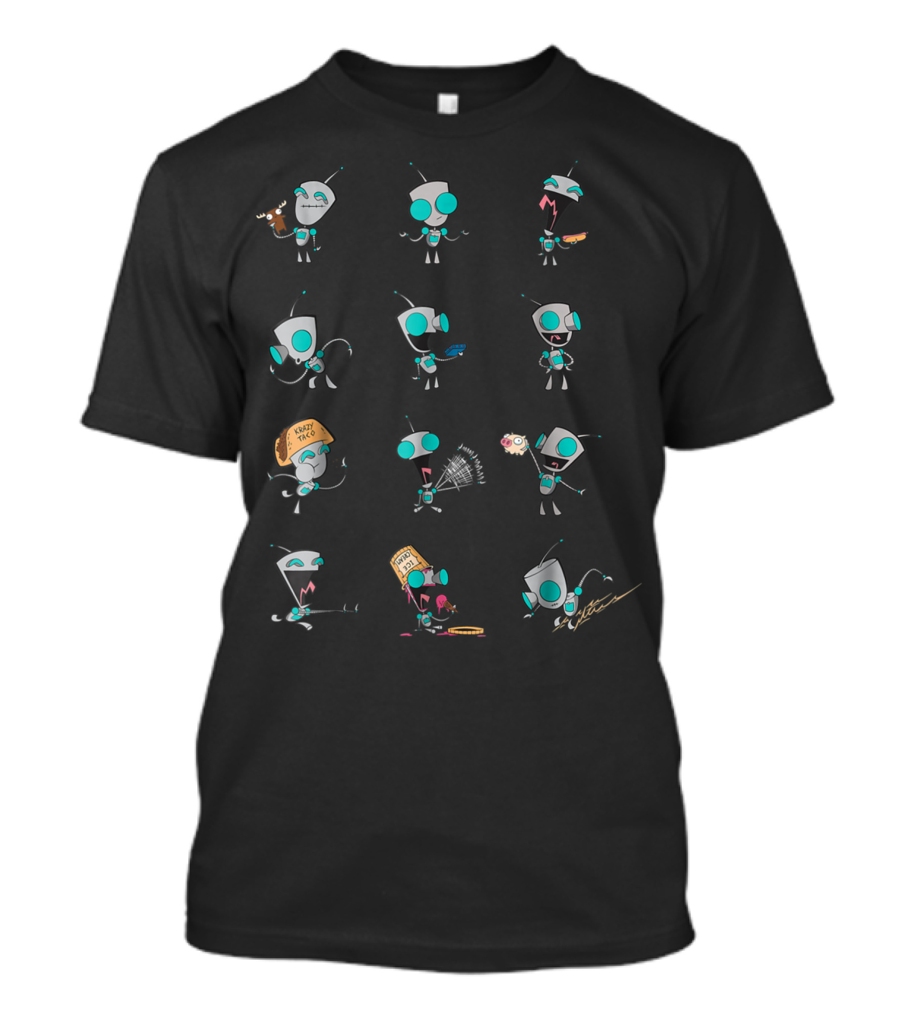 Nickelodeon Invader Zim Gir Expressive Poses With Tacos And Piggy T-Shirt