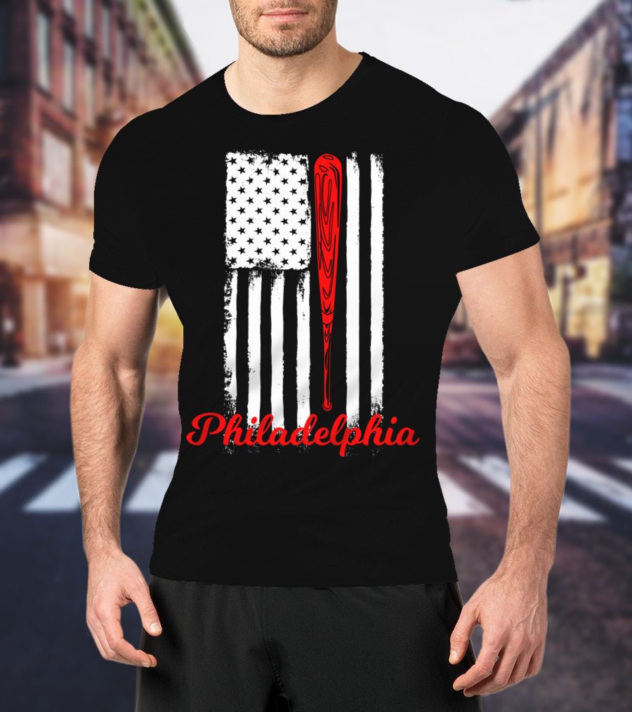 Philadelphia Baseball Flag American Bat T-Shirt