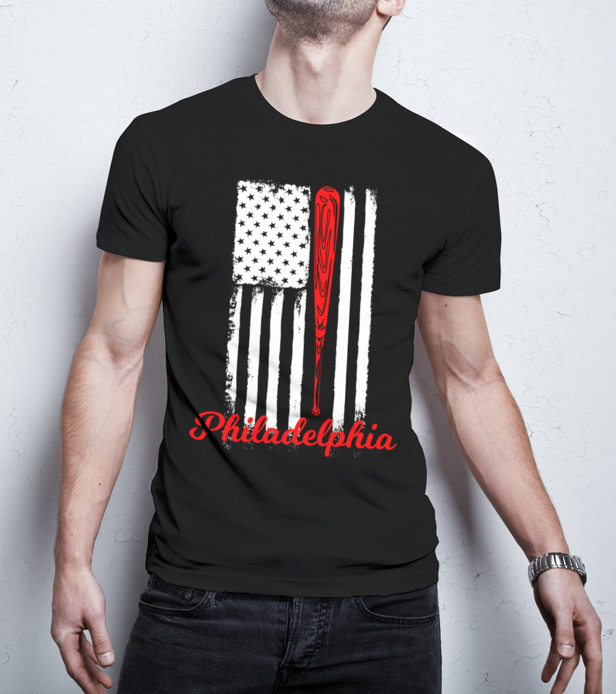 Philadelphia Baseball Flag American Bat T-Shirt