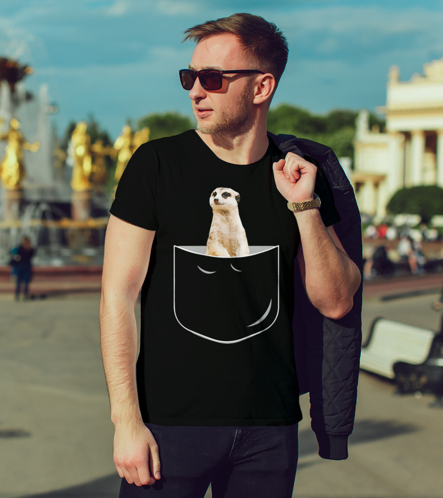 Pocket Meerkat Funny Meerkat In Pocket Standing Cute Wildlife Surrogate T-Shirt