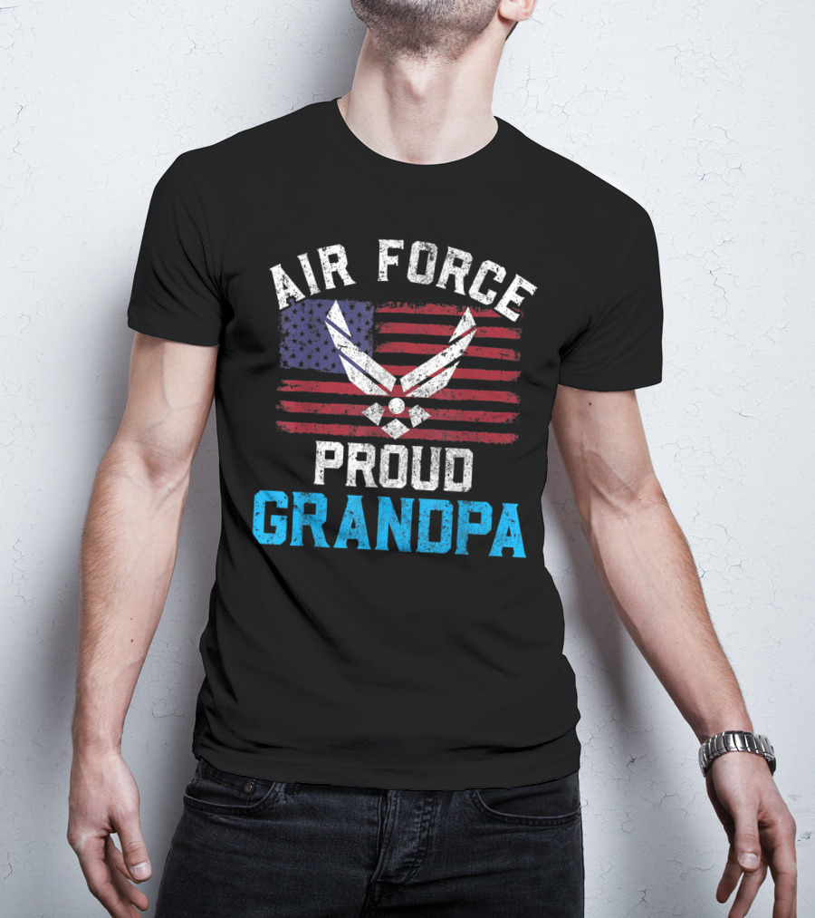Proud Air Force Grandpa American Flag T-Shirt