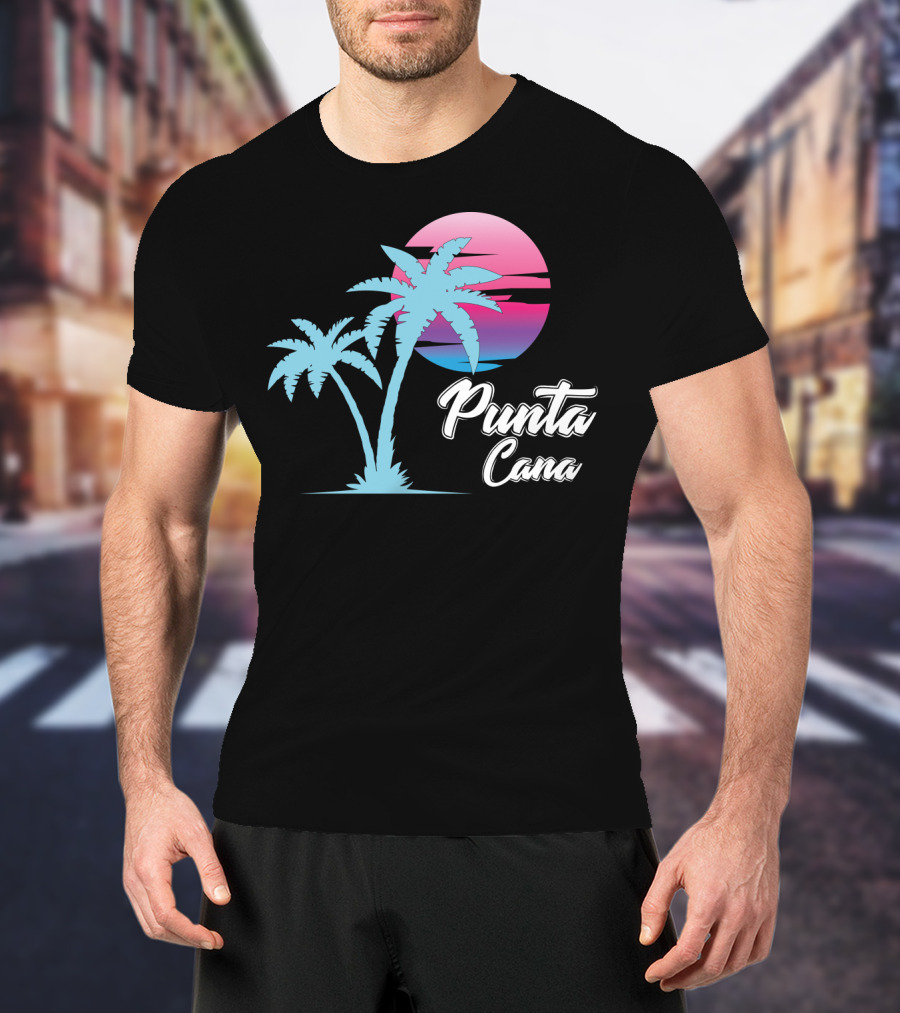 Punta Cana Cool Dainty Beach Lovers Sunset Palm Trees T-Shirt