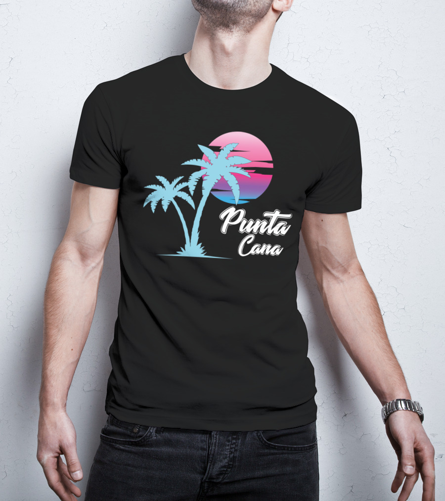 Punta Cana Cool Dainty Beach Lovers Sunset Palm Trees T-Shirt