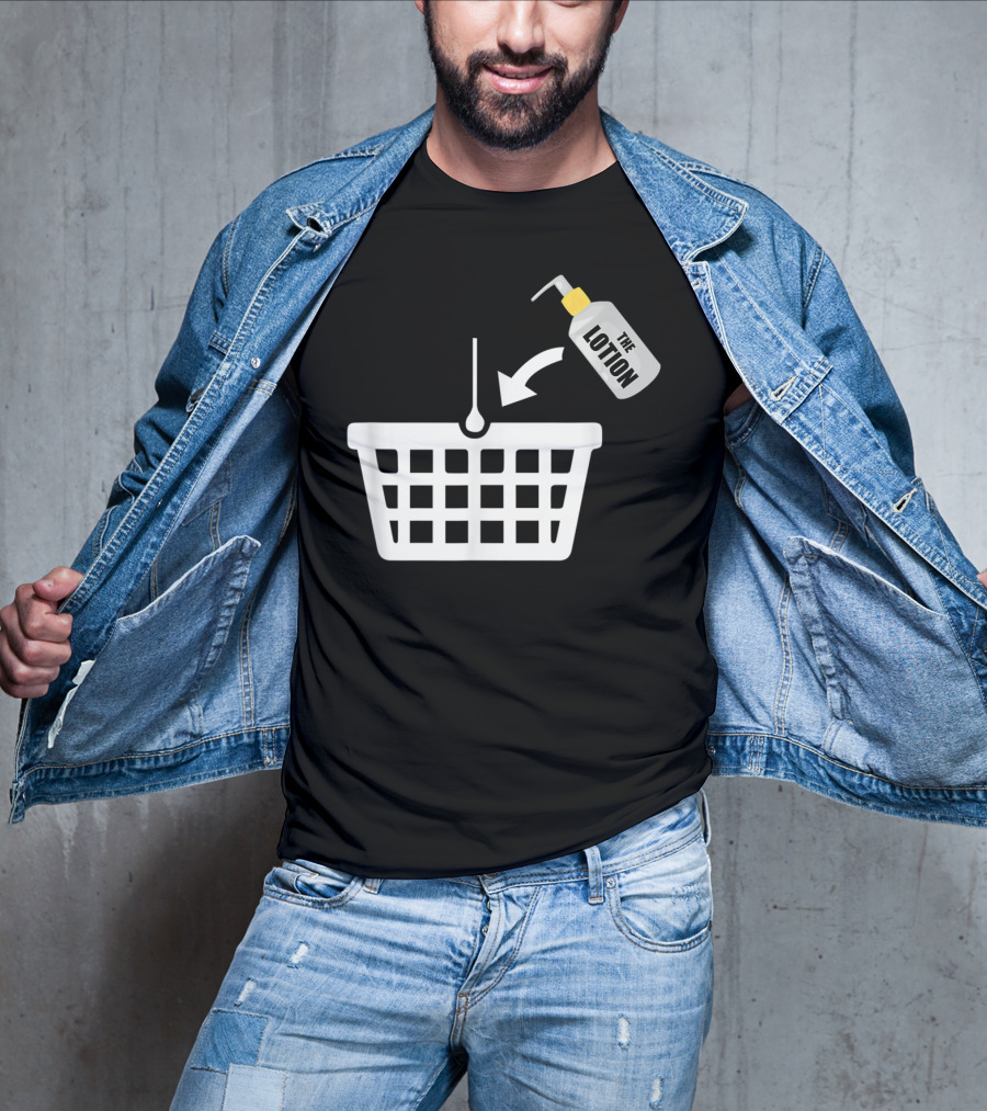 Put The Lotion In The Basket Icon With Pump Bottle And Arrow T-Shirt
