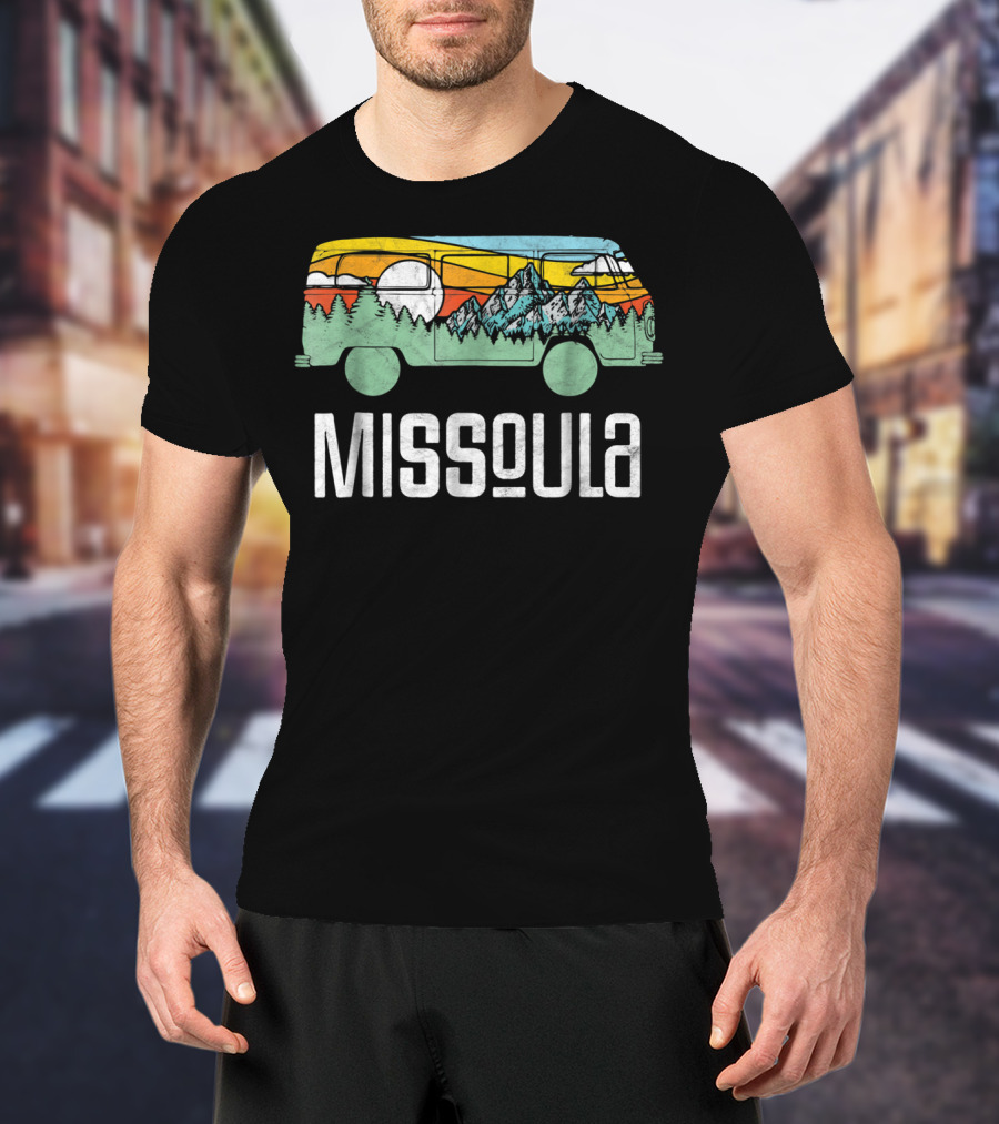 Missoula Montana Retro Hippie Van Nature Scene T-Shirt