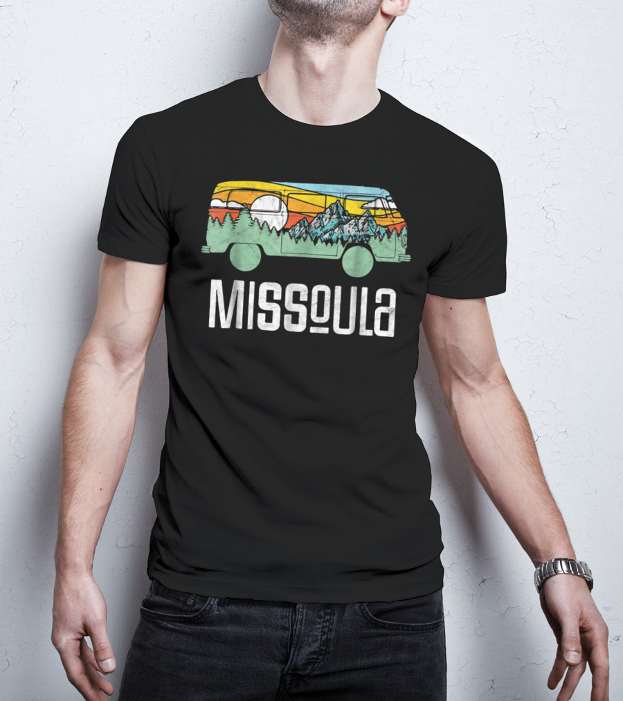 Missoula Montana Retro Hippie Van Nature Scene T-Shirt