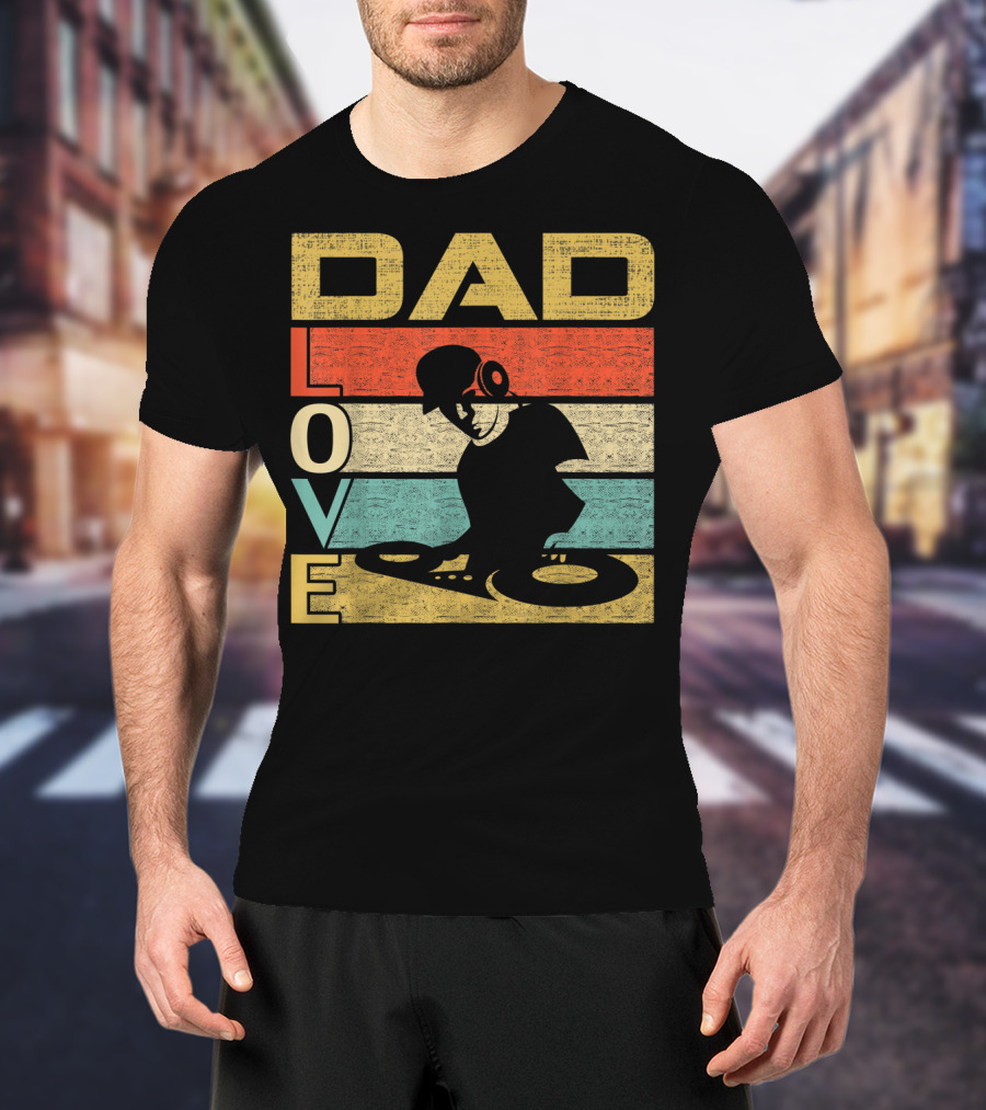 Retro Vintage Dad Love DJ Deejay Funny Father's T-Shirt