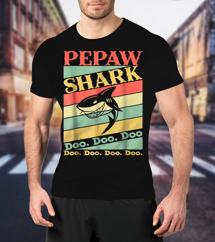 PEPAW SHARK Doo Doo Doo Retro Vintage T-Shirt