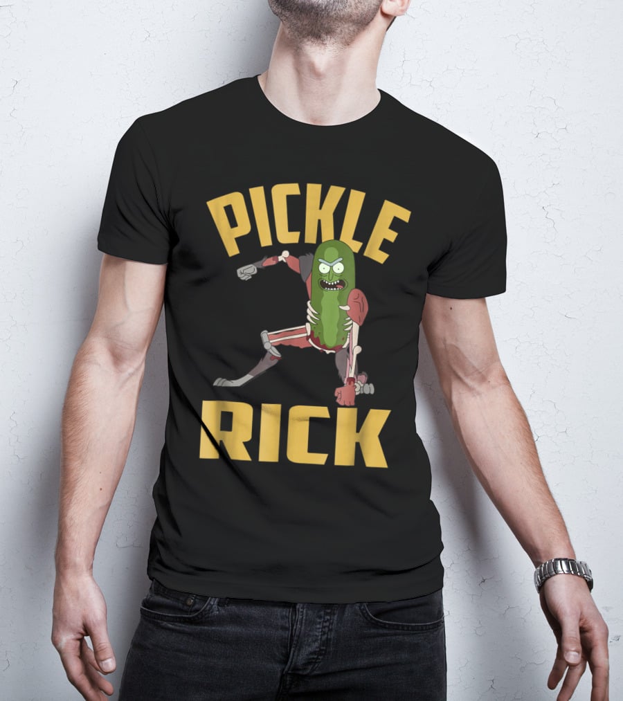 Rick And Morty Pickle Rick Punch Action Pose T-Shirt