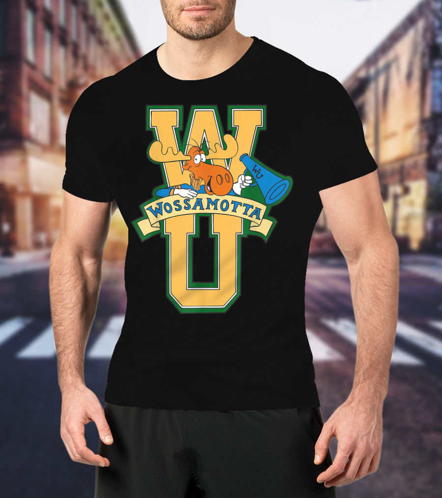 Rocky And Bullwinkle Wossamotta U WU Moose Megaphone T-Shirt