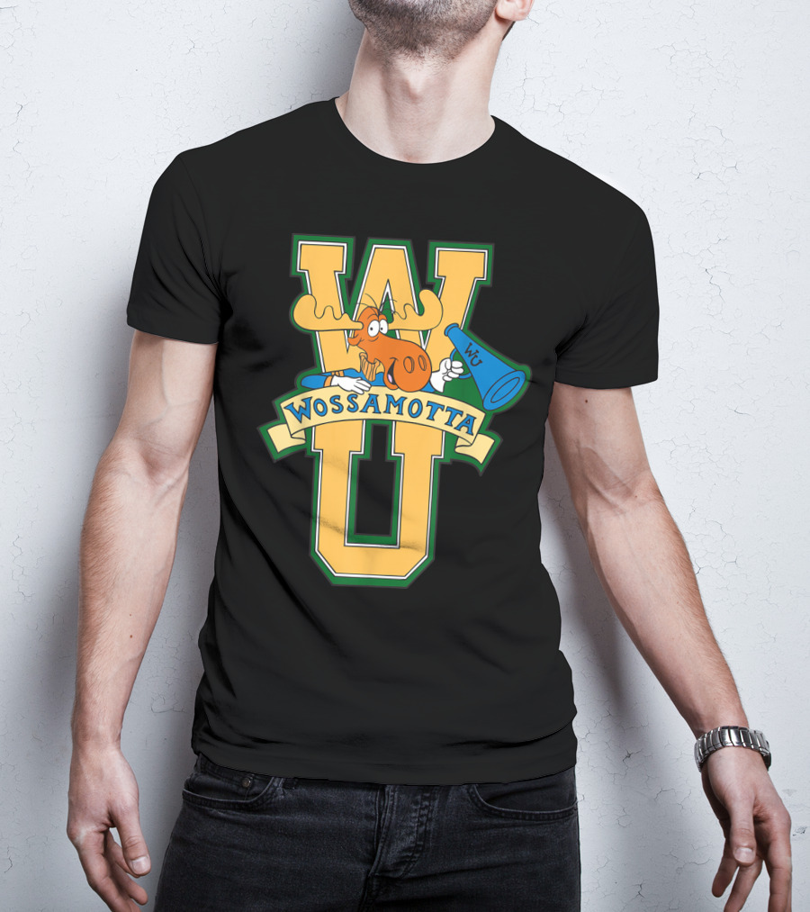Rocky And Bullwinkle Wossamotta U WU Moose Megaphone T-Shirt