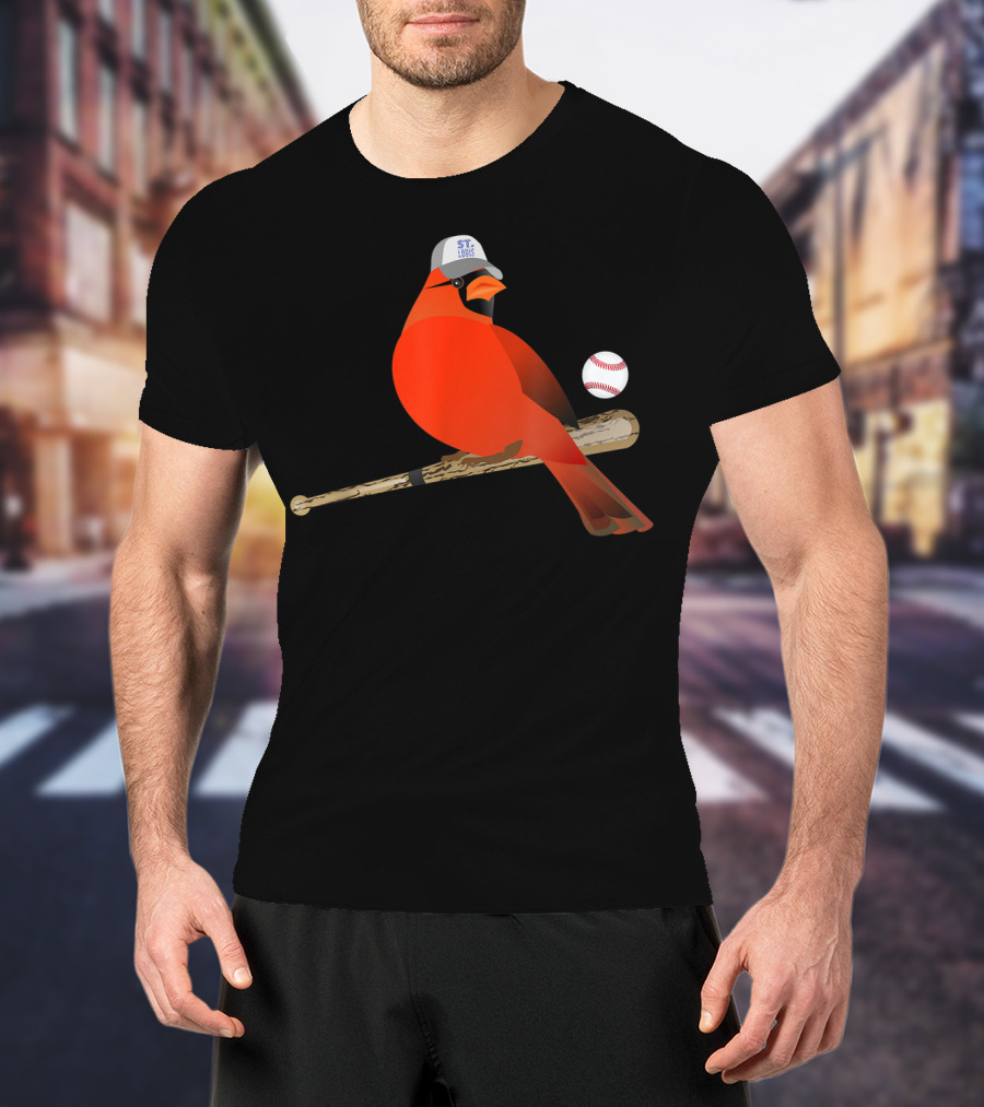 Saint Louis Red Cardinal Baseball Bat And Cap T-Shirt