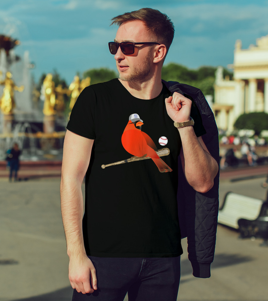 Saint Louis Red Cardinal Baseball Bat And Cap T-Shirt