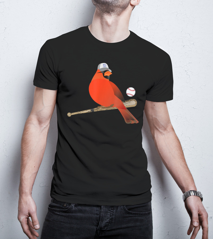 Saint Louis Red Cardinal Baseball Bat And Cap T-Shirt