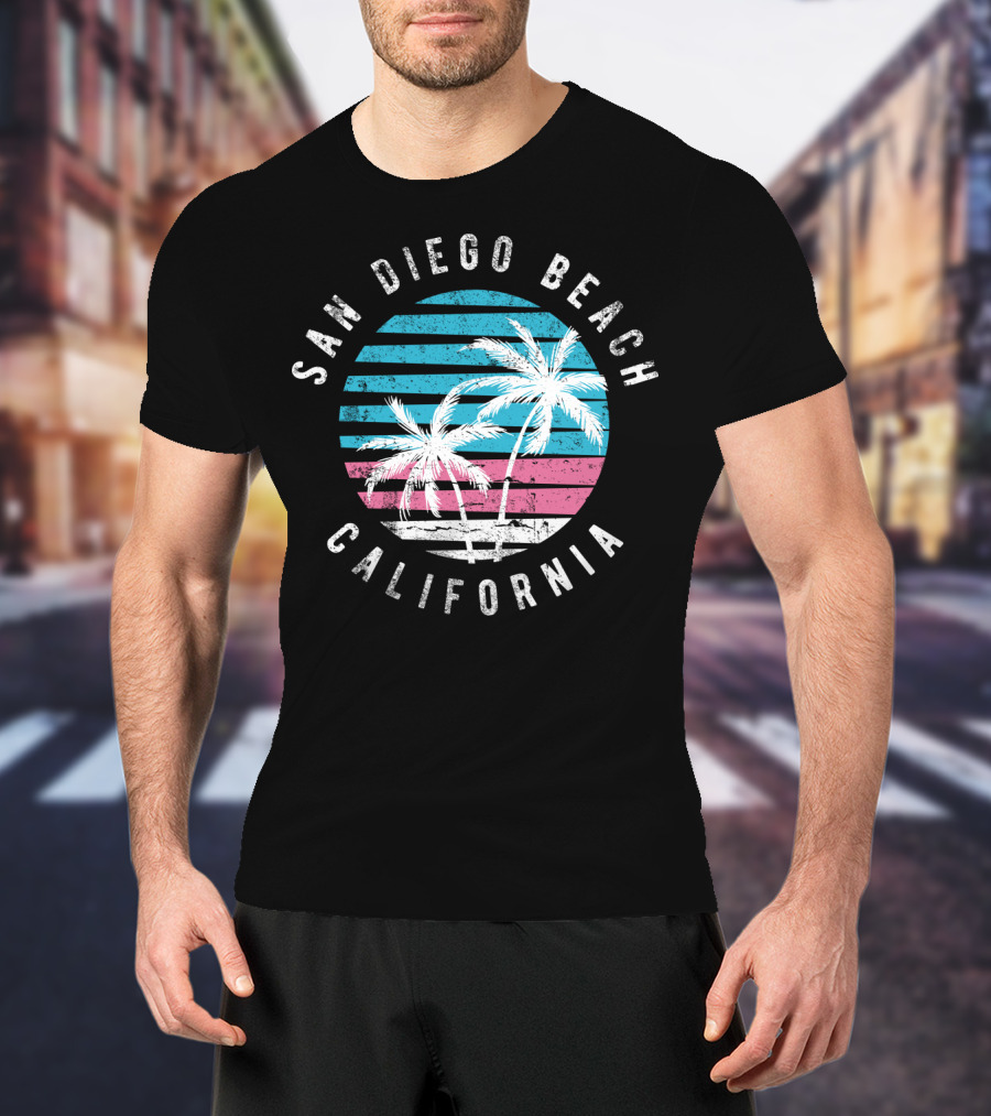 San Diego Beach California Surf Sunset Palm Trees T-Shirt