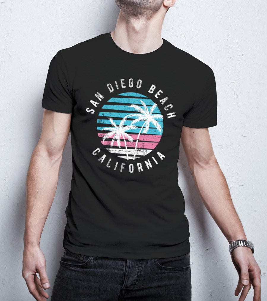 San Diego Beach California Surf Sunset Palm Trees T-Shirt