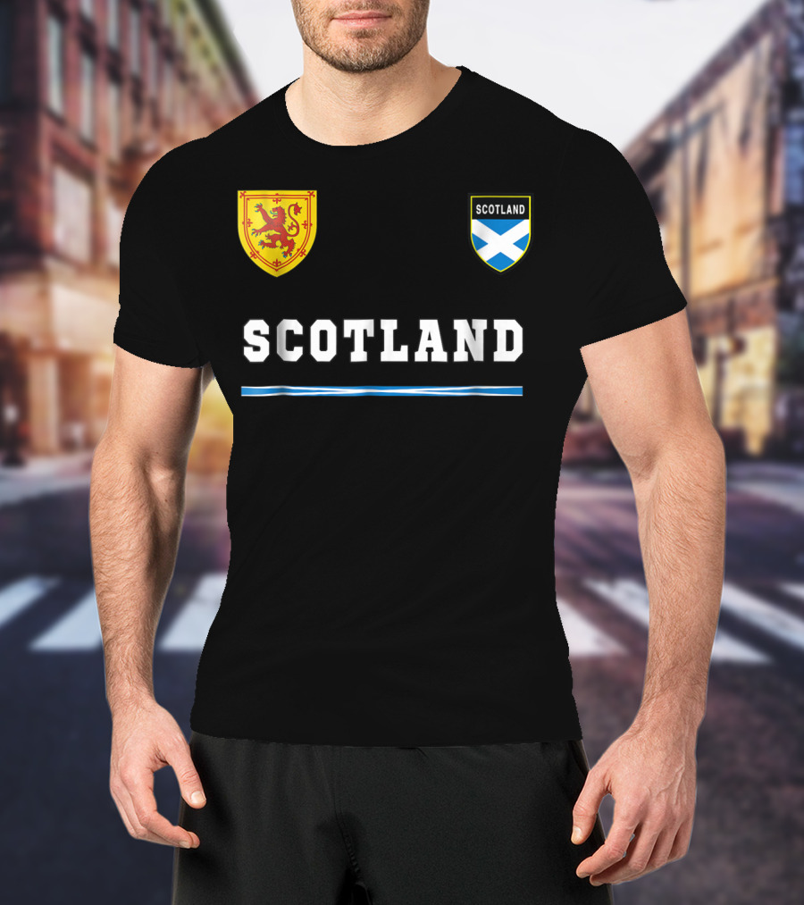 Scotland Soccer Jersey Flag With Scottish Lion And Saltire Badges T-Shirt
