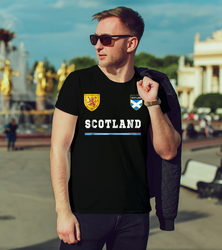 Scotland Soccer Jersey Flag With Scottish Lion And Saltire Badges T-Shirt