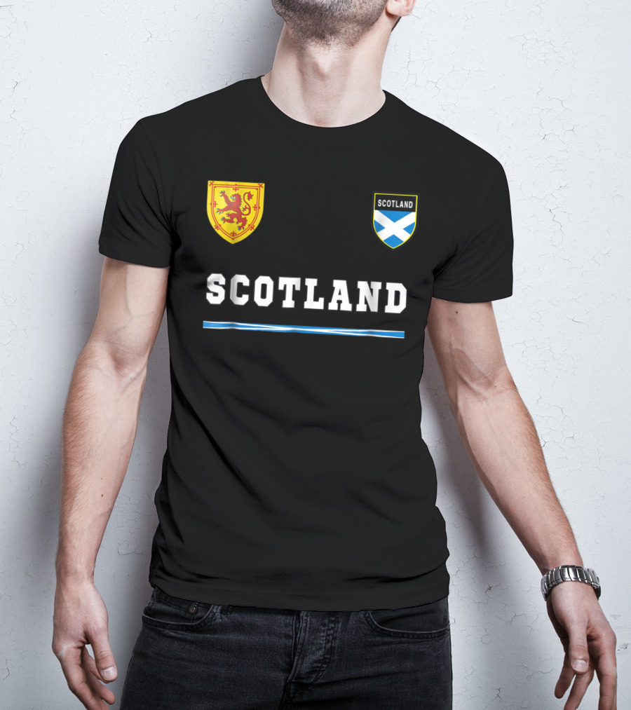 Scotland Soccer Jersey Flag With Scottish Lion And Saltire Badges T-Shirt