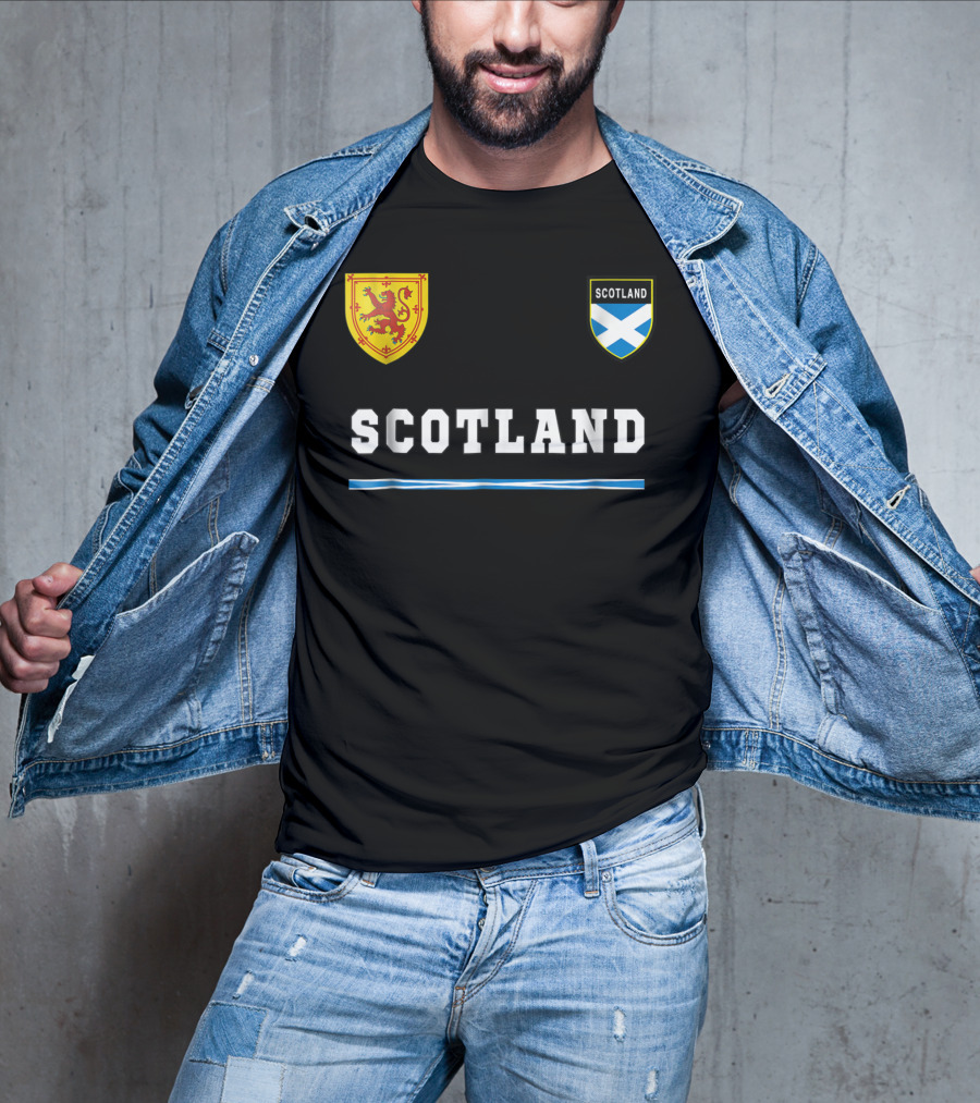 Scotland Soccer Jersey Flag With Scottish Lion And Saltire Badges T-Shirt
