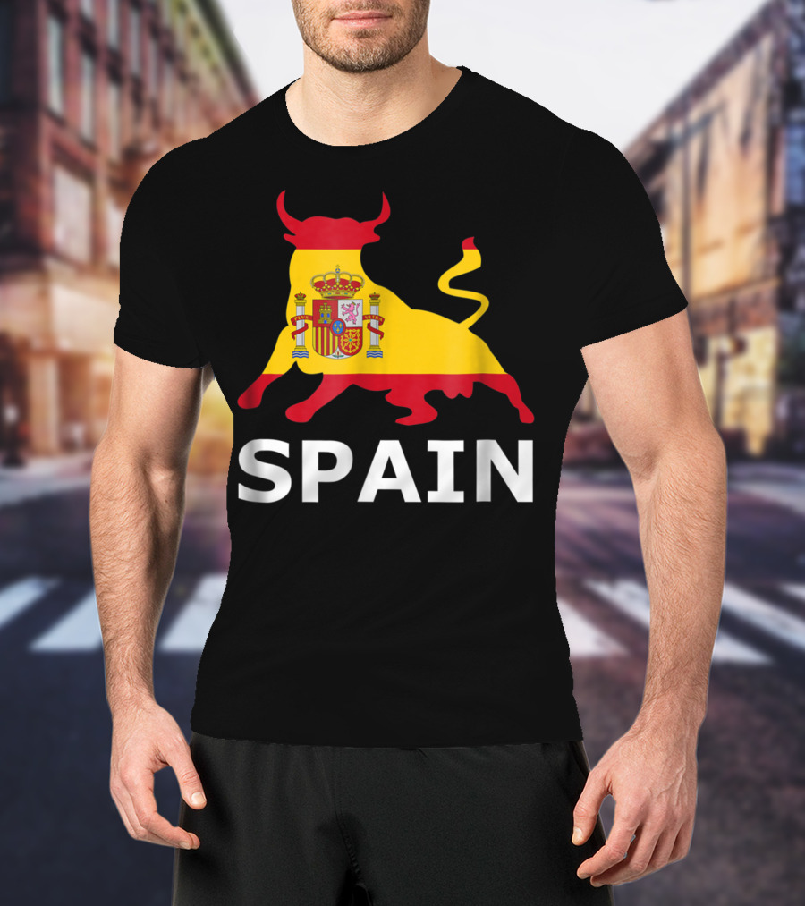 Spain Bull With Spanish Flag Crest T-Shirt