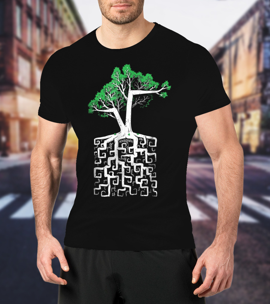 Square Root Tree Math Concept With Intricate Roots And Foliage T-Shirt