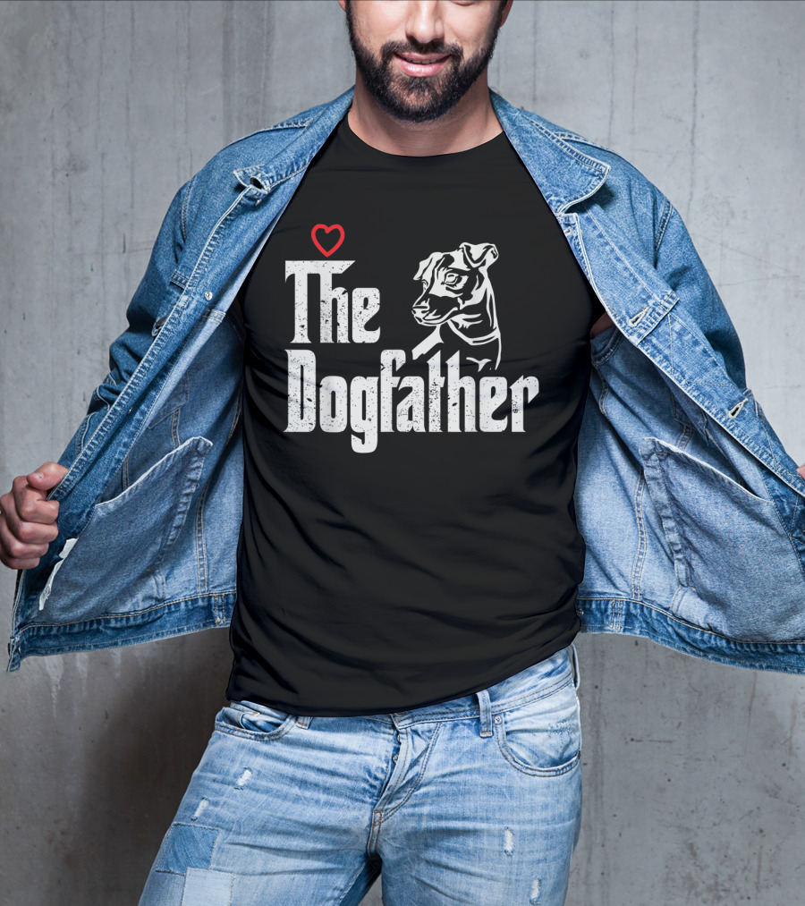 The Dogfather Jack Russell Dog Dad Father With Heart T-Shirt