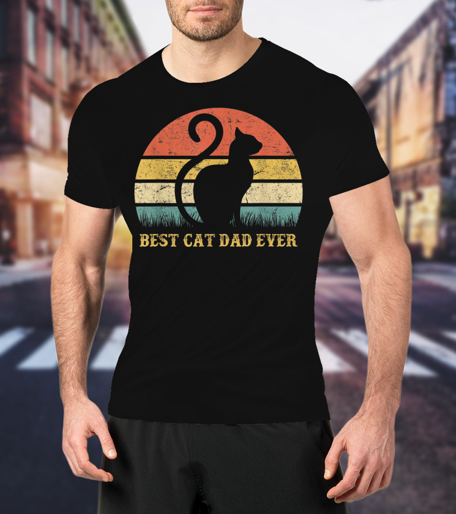 Best Cat Dad Ever Vintage Cat Daddy Father T-Shirt