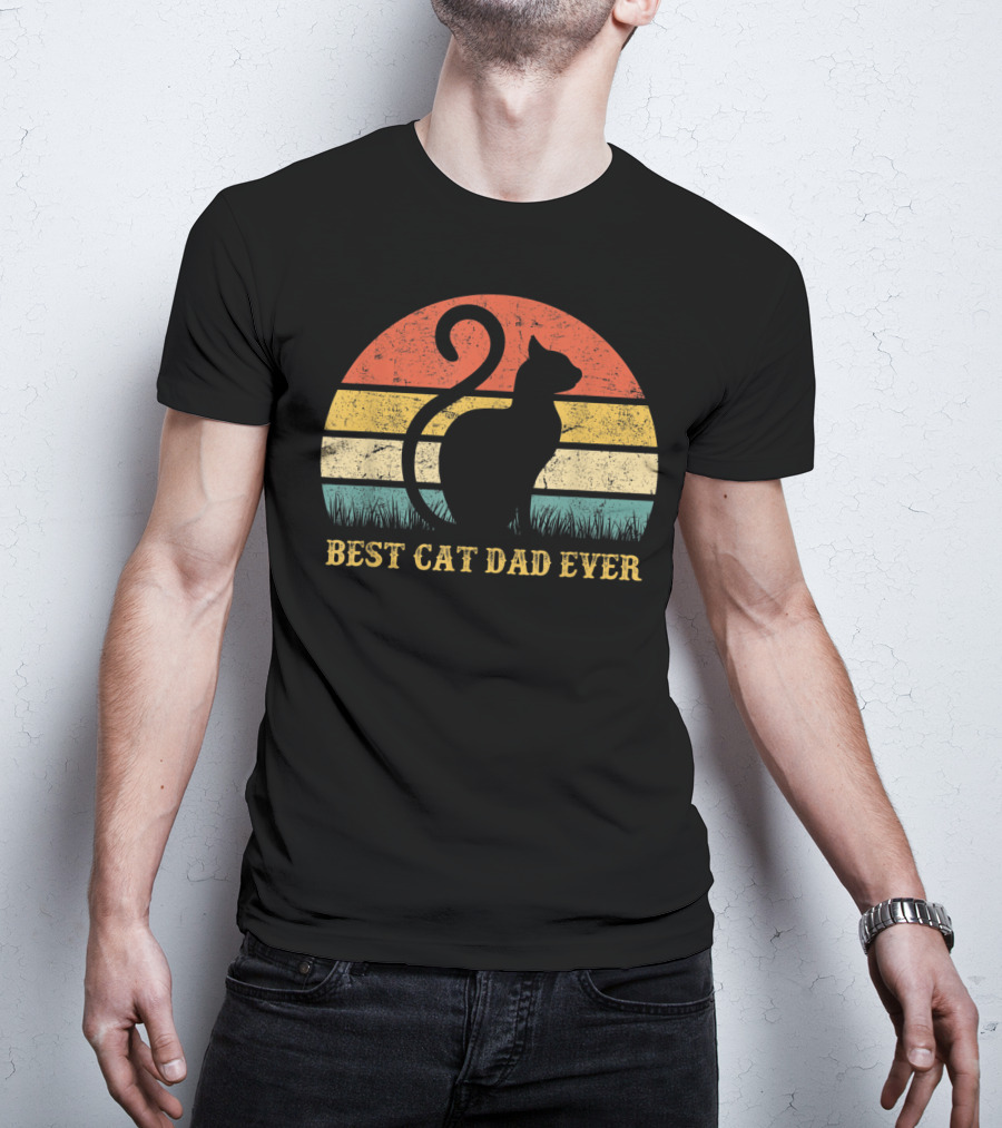 Best Cat Dad Ever Vintage Cat Daddy Father T-Shirt
