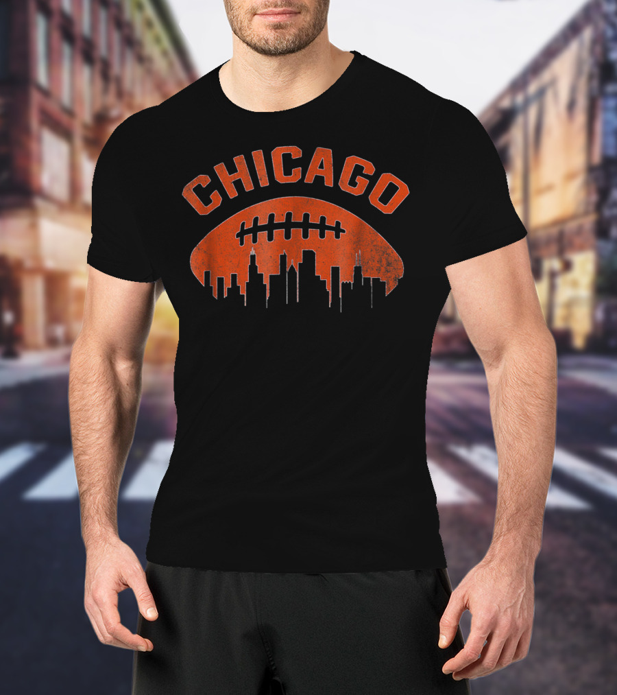 Chicago Skyline Grunge Football Vintage T-Shirt
