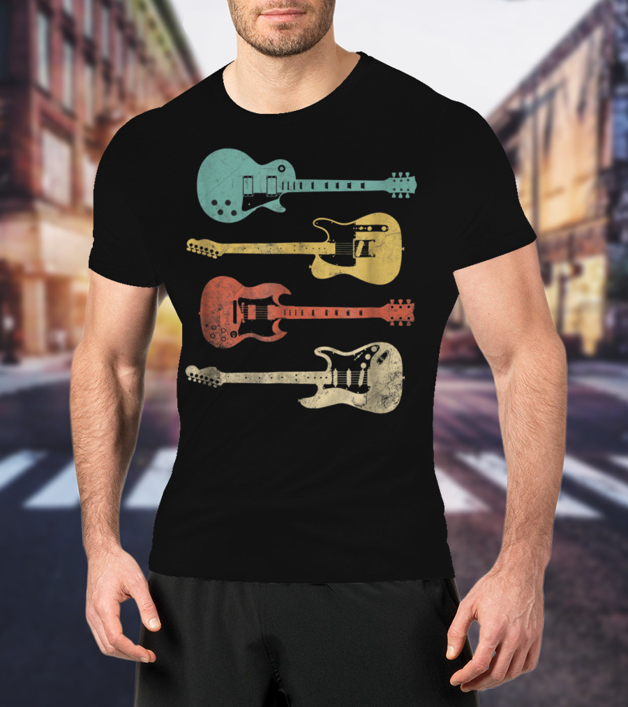 Vintage Classic Colorful Electric Guitars Collection T-Shirt