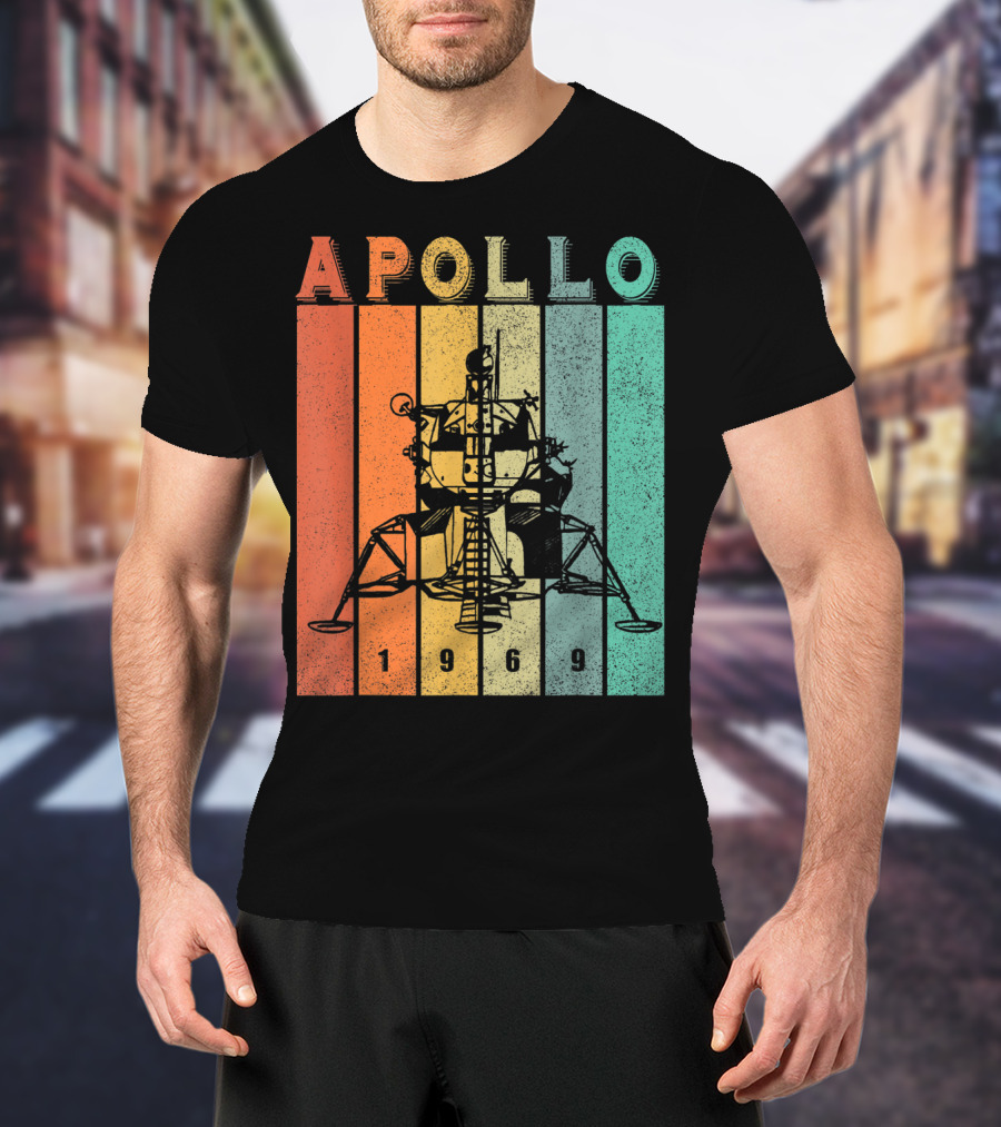 Apollo 1969 Lunar Module Vintage Retro Stripes T-Shirt
