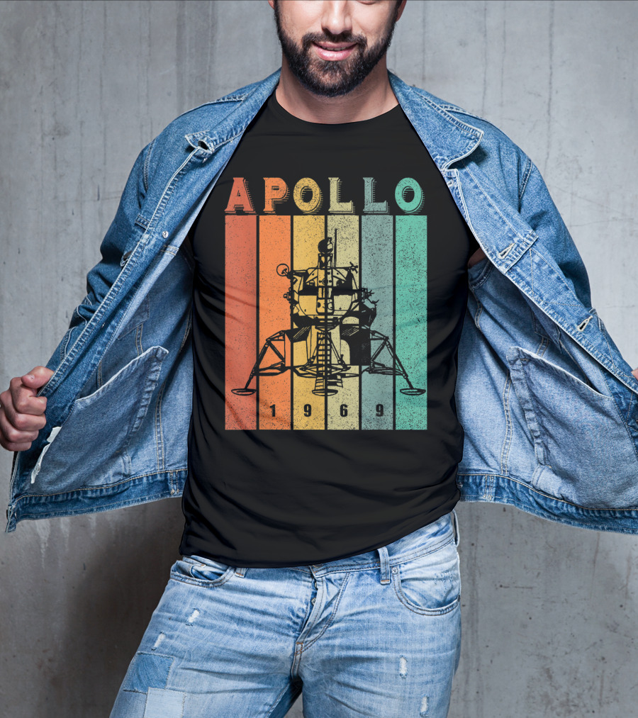 Apollo 1969 Lunar Module Vintage Retro Stripes T-Shirt