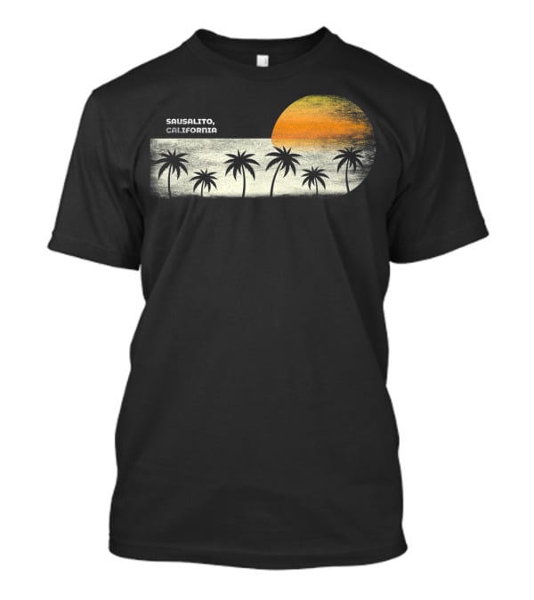 Sausalito California Vintage Ocean Sunset Palm Trees T-Shirt