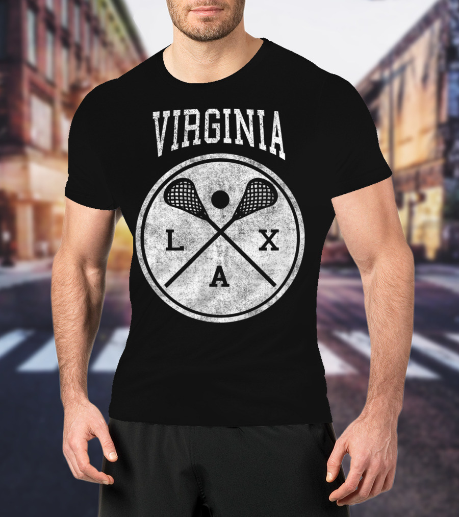 Virginia LAX Vintage Lacrosse Crossed Sticks Circle T-Shirt