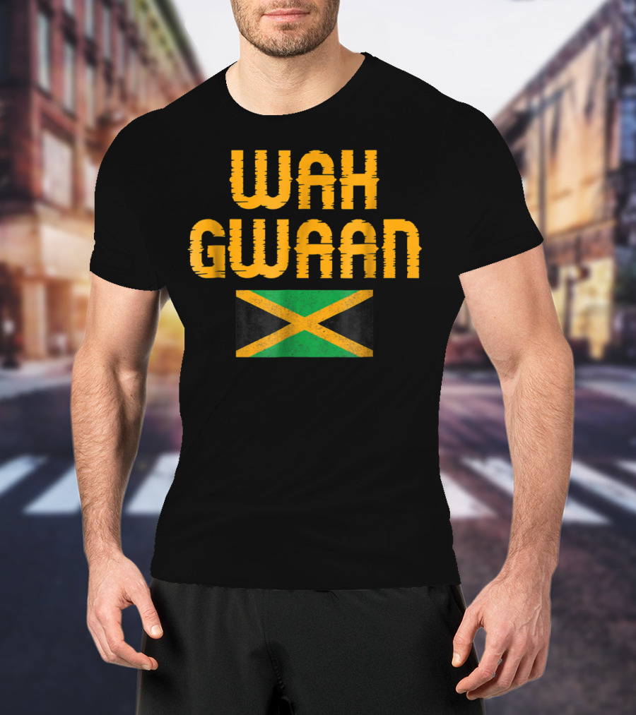 Wah Gwaan Jamaican Flag Banner T-Shirt