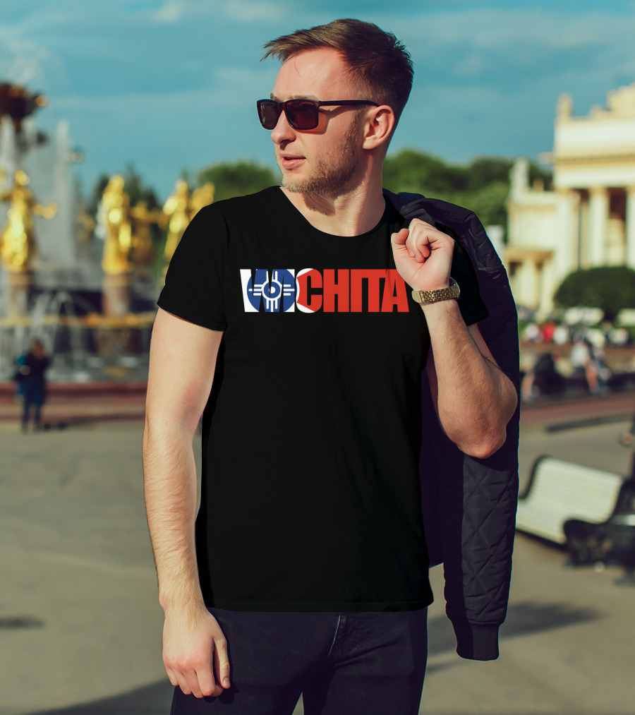 Wichita Kansas Flag Typography T-Shirt
