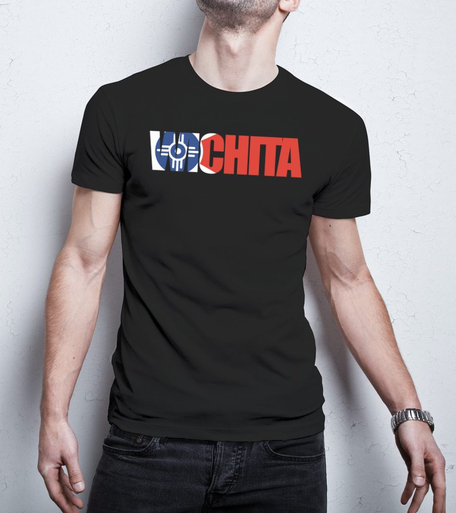 Wichita Kansas Flag Typography T-Shirt