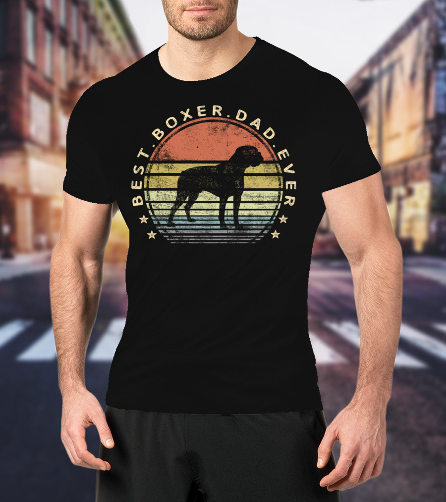 Best Boxer Dad Ever Vintage Dog Lover Father's Day T-Shirt