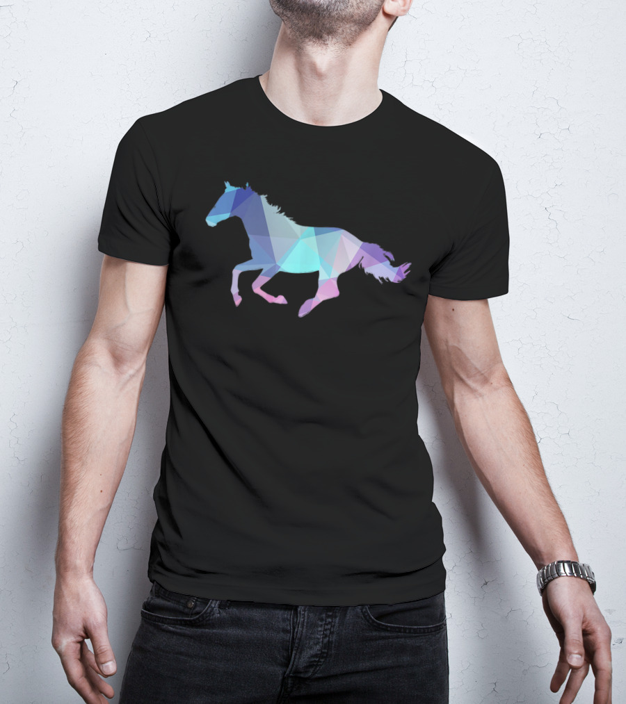 Horse Love Colorful Abstract Horse Triangles T-Shirt