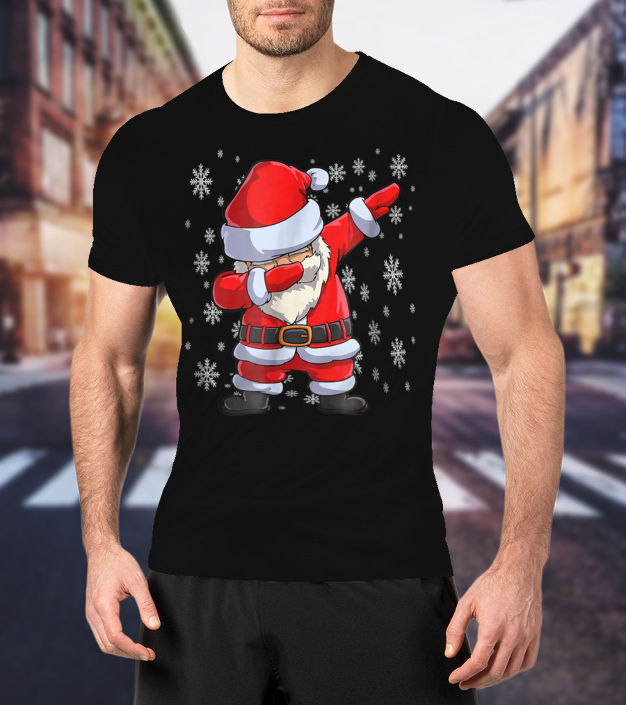 Dabbing Santa Funny Christmas Flossing Snowflakes T-Shirt