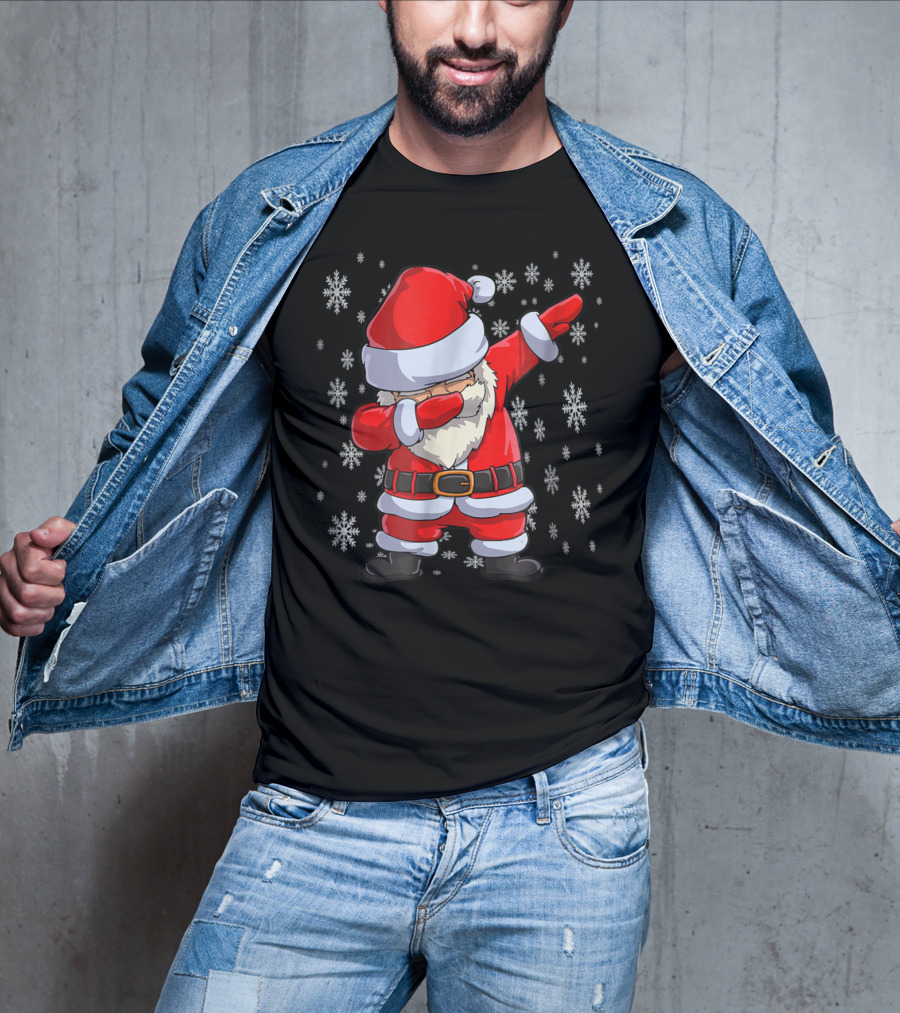 Dabbing Santa Funny Christmas Flossing Snowflakes T-Shirt