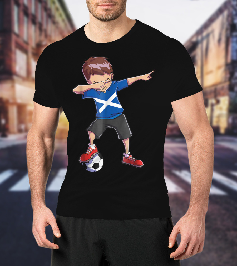 Dabbing Soccer Boys Scottish Flag Football Scotland T-Shirt