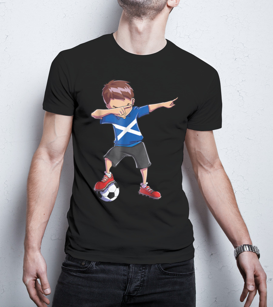 Dabbing Soccer Boys Scottish Flag Football Scotland T-Shirt