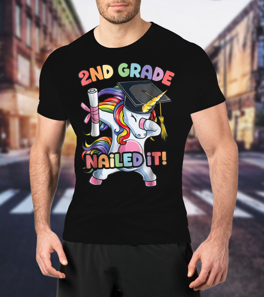 2nd Grade Nailed It Dabbing Unicorn Graduation T-Shirt