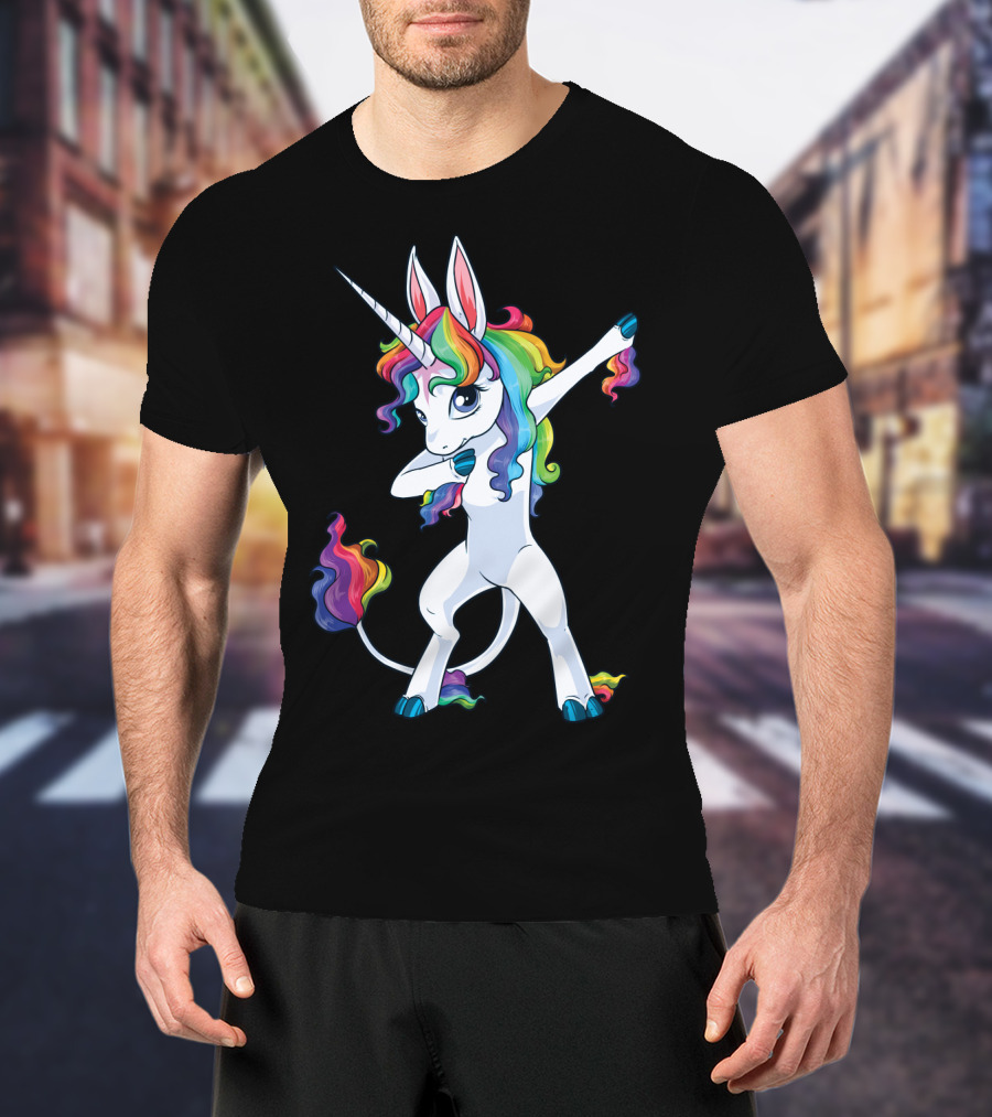 Dabbing Unicorn Party Squad Rainbow Dab T-Shirt