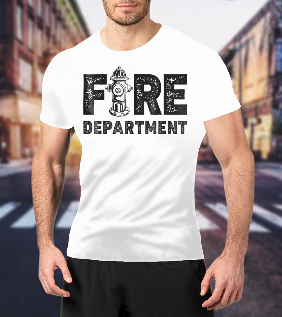 Fire Department Firefighter Thin Red Line Hydrant Typography T-Shirt